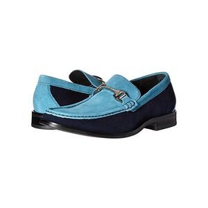 Stacy Adams Men's‎ Flynn Slip-On Loafer Navy Teal Blue Suede Shoes Buckle Sz 9.5